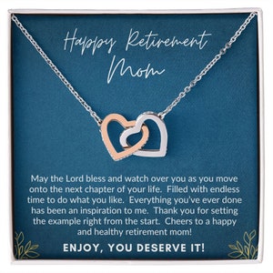 Happy Retirement Mom - Interlocking hearts - May the Lord bless
