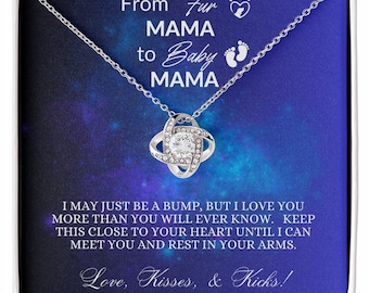 Dog Mom to Baby Mom Love Knot Necklace: Cubic Zirconia Pendant