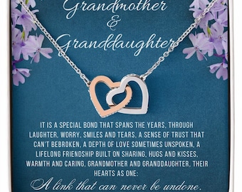 Grandma Interlocking Hearts Necklace: CZ Crystals, Surgical Steel