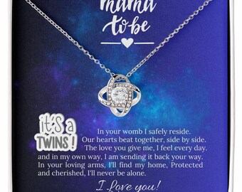 Love Knot Necklace: Gift For Mom From Twins, Cubic Zirconia Pendant
