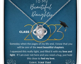 Daughter Graduation Necklace: Love Knot Pendant, Class of 2023