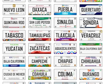 Placas Mexico PNG Design Bundle, 32 High-Quality Designs, Diseños de placas, Efecto Limpio, Estados de Mexico