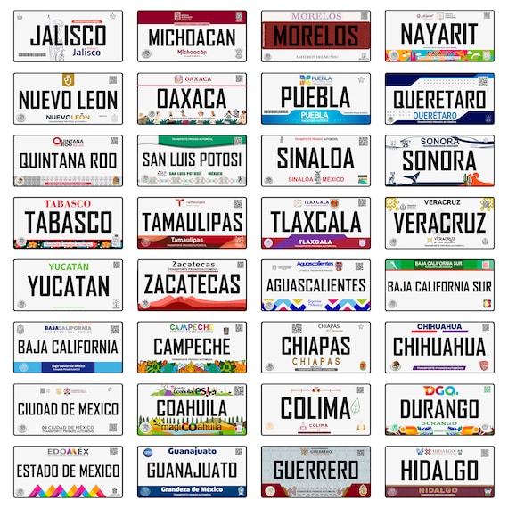 Placas Mexico PNG Design Bundle, 32 High-Quality Designs, Diseños de placas, Efecto Limpio, Estados de Mexico
