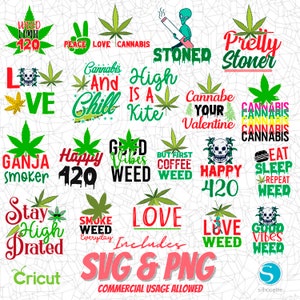 Weed Svg Design, PNG Clipart Files, Sublimation Designs, Cricut Cut Files, Silhouette, Vector Files, Cannabis Leaf Svg, 420 Png