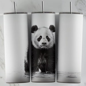 Giant Panda-sublimatieontwerp voor 20oz magere bekers, beker PNG-ontwerpen, 20 oz beker png-wraps. Plantilla para Sublimación