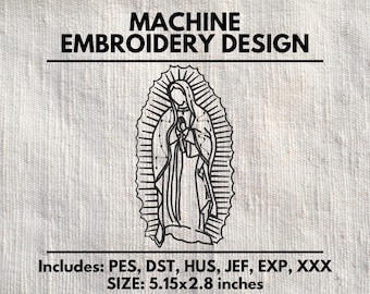 Virgencita Pes Files, Virgin Mary DST Files, Brother Embroidery Machine Files, Ricoma Designs to embroider, Virgen De Guadalupe