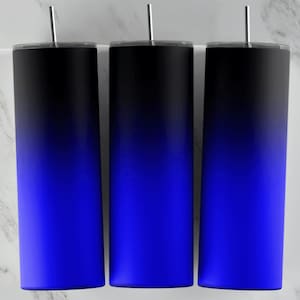 Blue Ombre Tumbler Design, Voor 20oz Skinny Cups, Vinyl Wrap, Novelty Cup, Tumbler Image Sublimation, Waterslide, Commercieel gebruik, Zwart