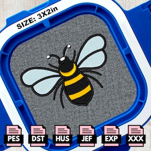 Biene Stickmaschinendatei | 3x2in PES, DST Formate, Hus, Jef, Exp, Ricoma File, Brother Design