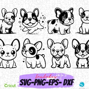 Französische Bulldogge Schädel-Svg-Design, niedlicher Hund PNG-Design für Sublimation, Cricut-Schnitt-Dateien, Silhouette Studio, Vektor-Dateien, Lasergravierer Design, Welpe