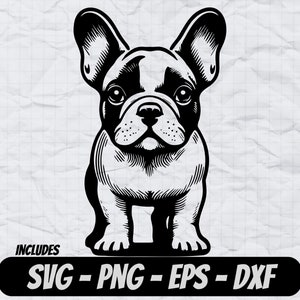Frenchy Hund SVG, Hund PNG Clipart, Sublimationsdesign, Cricut Cut Dateien, Lasergravurdateien, T-Shirt-Designs, Französische Bulldogge PNG