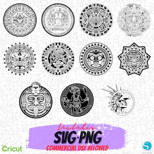 Aztec Calendar Svg Design, PNG Clipart Files, Sublimation Designs, Cricut Cut Files, Silhouette, Vector Files, Maya Calendar SVG, Glow Forge