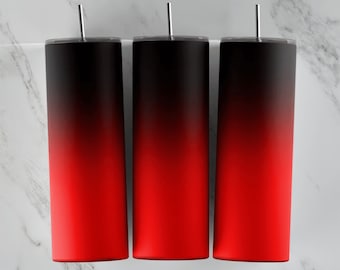 Design bicchiere Ombre rosso, per tazze sottili da 20 once, involucro in vinile, tazza novità, sublimazione immagine tumbler, scivolo acquatico, uso commerciale, nero