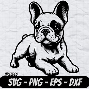 Französische Bulldogge-Svg-Design, Hund PNG Clipart, Sublimationsdesign, Cricut-Schnitt-Dateien, Lasergravurdateien, T-Shirt-Designs, süßes Hunde-Logo
