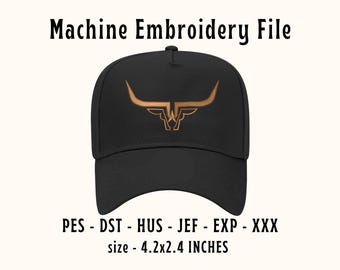 Bull Embroidery Design, Cap Machine Files, Ricoma, Brother, PES, DST, EXP, Money Hat embroidery Design