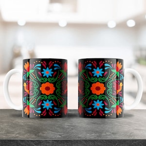 Colorful Pattern Sublimation Mug Design, 12oz Coffee Cup Design, Sublimation Mug Template, Mexico Coffee Mug
