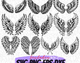 Angel Wings Svg Design, Wing Sublimation PNG Design, Cricut Cut Files, Silhouette Studio, Vector Files, Laser engraver Design