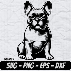 Frenchy Hund SVG, Hund PNG Clipart, Sublimationsdesign, Cricut Cut Dateien, Lasergravurdateien, T-Shirt-Designs, Französische Bulldogge PNG