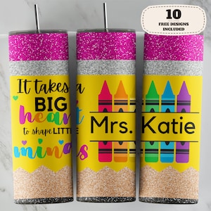 Teacher Tumbler 20oz Skinny Tumbler Design Sublimation, Custom Teacher Pencil Tumbler Template, Teacher Appreciation Tumbler - PNG Download