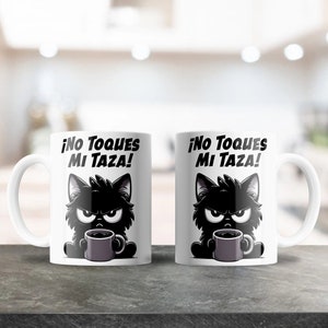 Keine Hauben Mi Taza! Diseño Para Taza de Cafe 12 Unzen & 15 Unzen - Lustiges Sublimationsdesign der schwarzen Katze, Kaffeeliebhaber-Keramiktassen-Design