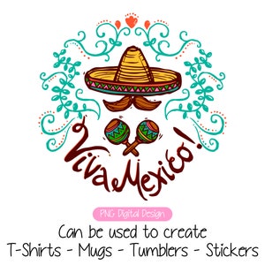 Viva Mexico PNG Design zur Herstellung von T-Shirts, Tassen, Bechern, Aufklebern und mehr! Mexikanische PNG Grafik