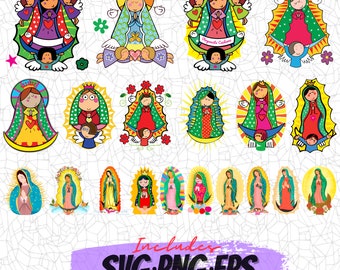 Virgencita Svg Design, PNG Clipart Files, Sublimation Designs, Cricut Cut Files, Silhouette, Vector Files, Virgen De Guadalupe