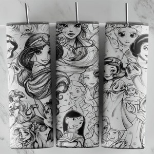 Princess Tumbler Design, For 20oz Tumbler, Sublimation Design, Novelty Cup, Tumbler Image, Waterslide, Vinyl Wrap, Plantilla, Cartoon Design