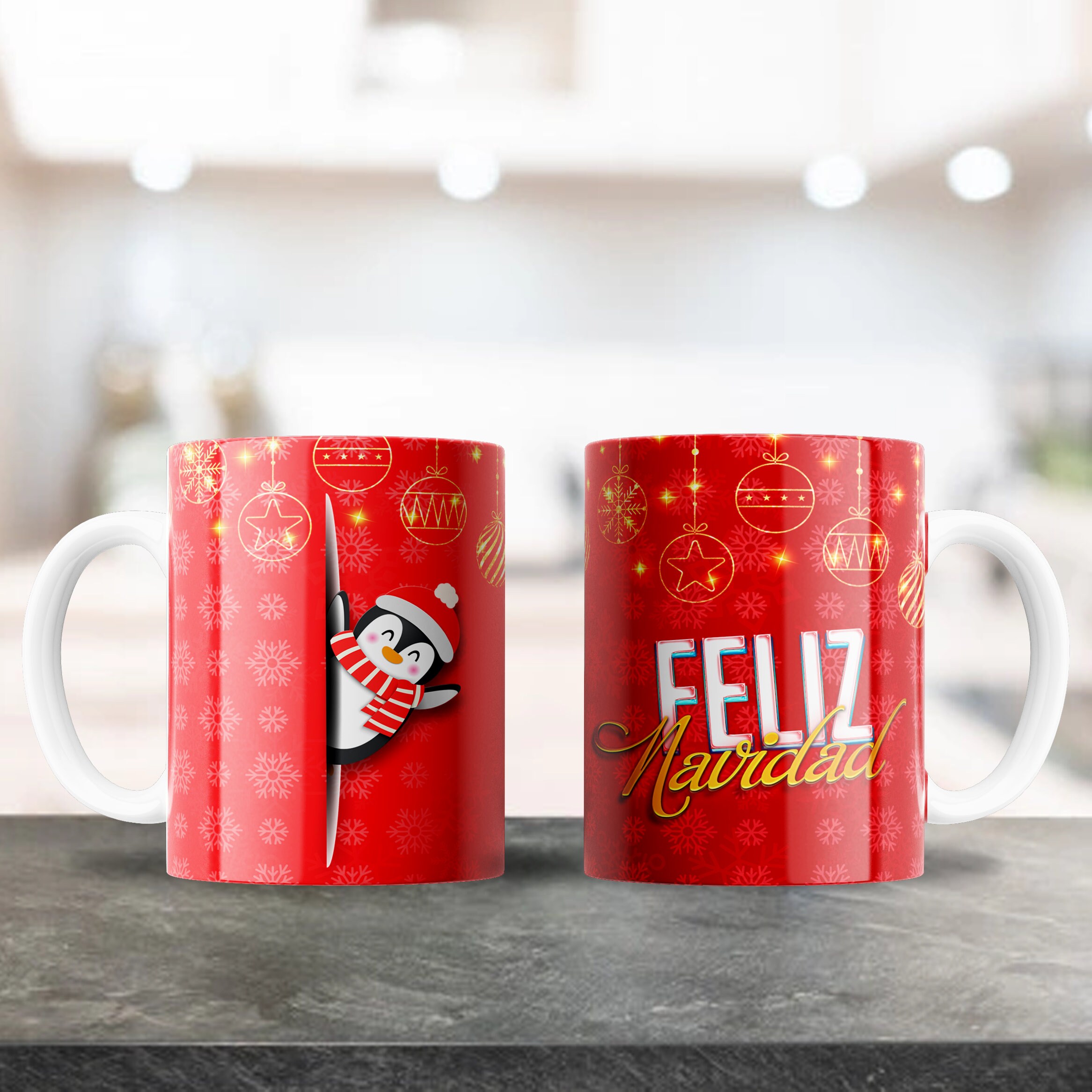 Feliz Navidad Mug Design, 2023 Sublimation Design for 12 & 15 oz Coffee Mugs, Novelty Cup, Coffee Mug Image, Plantillas Sublimacion, 6 PNG