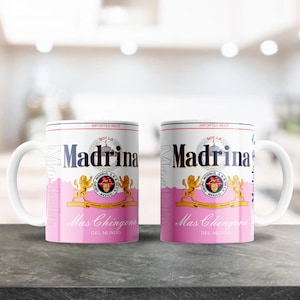 Design della tazza Madrina rosa - per tazze da 12 once e 15 once, pellicola per sublimazione per tazze da caffè in ceramica, design carino e colorato, tazza ispirata a Chingona