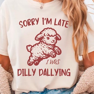 Entschuldigung, ich bin zu spät PNG für T-Shirts, Sweatshirts, Cartoon Sublimationsdesign, niedliche Liebe PNG Design, niedliches Baby Schaf Shirt Design