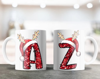 クリスマスマグカップのデザイン、あらゆるサイズのマグカップに最適、A-Z 文字、PNG クリスマス文字、コーヒーマグ用昇華ラップ付き