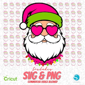Design SVG de Papai Noel, Arquivos de Clipart PNG, Designs de Sublimação, Arquivos de Corte Cricut, Silhueta, Arquivos Vetoriais, Design SVG de Natal