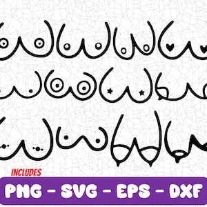 Playful Boob Line Art Design Bundle for T-Shirts, Hoodies, Stickers & More - SVG, PNG, EPS, Dxf