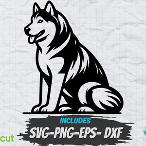 Conception Svg Husky | Chien PNG clipart | Conception par sublimation | Fichiers de découpe Cricut | Fichiers de gravure laser | Designs de T-shirts | Vecteur de logo de chien