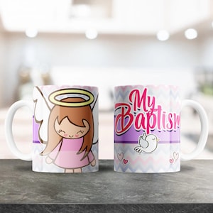My Batism Mug Wraps - caneca PNG de 12 onças, designs de sublimação de 15 onças para canecas de café de cerâmica, colorido fofo, pacote de design - 10 designs de igreja