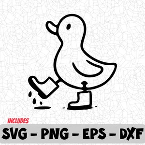 Cute Duck in Rain Boots SVG | Kawaii Duck Clipart PNG, eps, DXF | Spring-Themed Design for Cricut and Silhouette