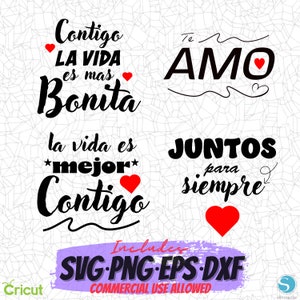 San Valentin Svg, PNG clipart-bestanden, sublimatie ontwerpen, Cricut Cut bestanden, silhouet, vectorbestanden, Te Amo, Juntos por Siempre, Amor