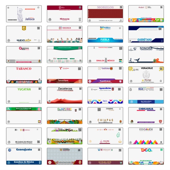 Placas Mexico PNG Design Bundle, 32 High-Quality Designs, Add your own Name or Message, Diseños de placas