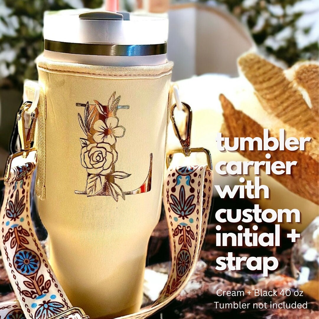 Custom Stanley Tumbler Carrier Pouch-flower Initial Edition