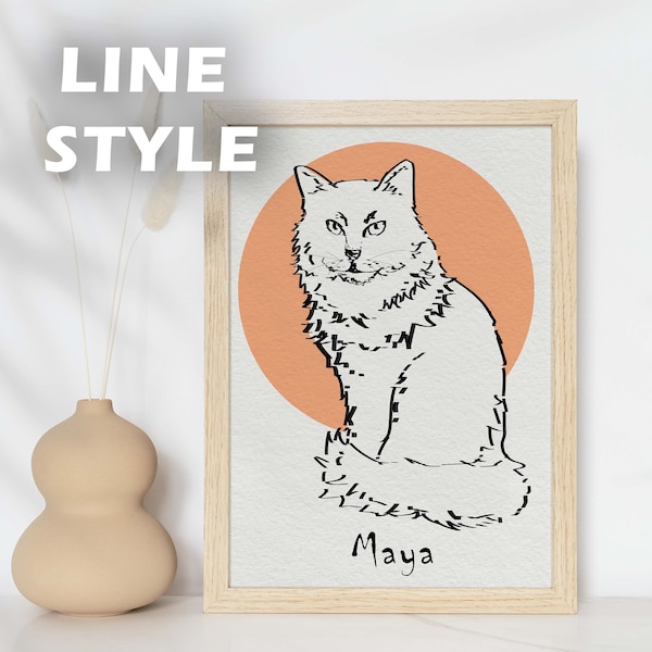 Personalized Pet Portrait, Dog Portrait, Cat Portrait, Custom Line Drawing, Personalized Gifts.