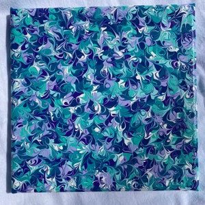8x8 acrylic handmade artwork. teal white light blue medium blue dark blue purple swirls modern happy gift charming calm