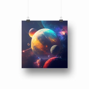 Galaxy Planets Digital Art, Galaxy World Digital Poster, Galaxy Poster, Galaxy Digital Download
