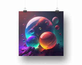 Galaxy Planets Digital Art, Galaxy World Digital Poster, Galaxy Poster, Galaxy Picture, Galaxy Art, Outerspace Poster Digital Art