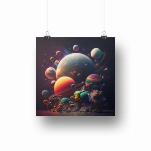 Galaxy Planets Digital Art, Galaxy World Digital Poster, Galaxy Poster, Planets Poster, World Poster, Outerspace Poster Digital Art