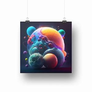 Galaxy Planets Digital Art, Galaxy World Digital Poster, Galaxy Poster, Galaxy Picture, Outerspace Poster Digital Art