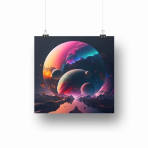 Galaxy Planets Digital Art, Galaxy World Digital Poster, Galaxy Poster, Galaxy Digital Download, Outerspace Poster Digital Art