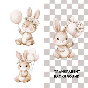 Aquarell Bunny Clipart Set, Geburtstag, Baby-Dusche-Kunst Bild 5