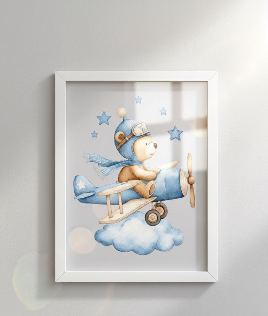水彩画の青いテディベアのクリップアート - Etsy 日本