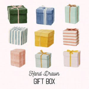 Watercolor Gift Boxes Clipart, Hand Drawn Gift Elements, Hand-Painted Presents, Birthday Clipart, Invitation Design, Transparent Background