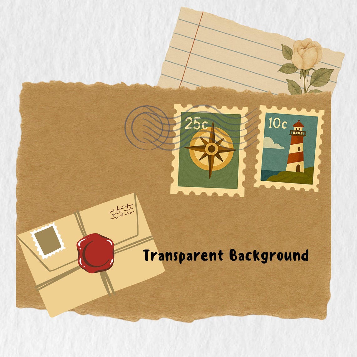 Vintage Postage Stamps Clipart: Hand-drawn PNG Set (15 PNG) - Etsy