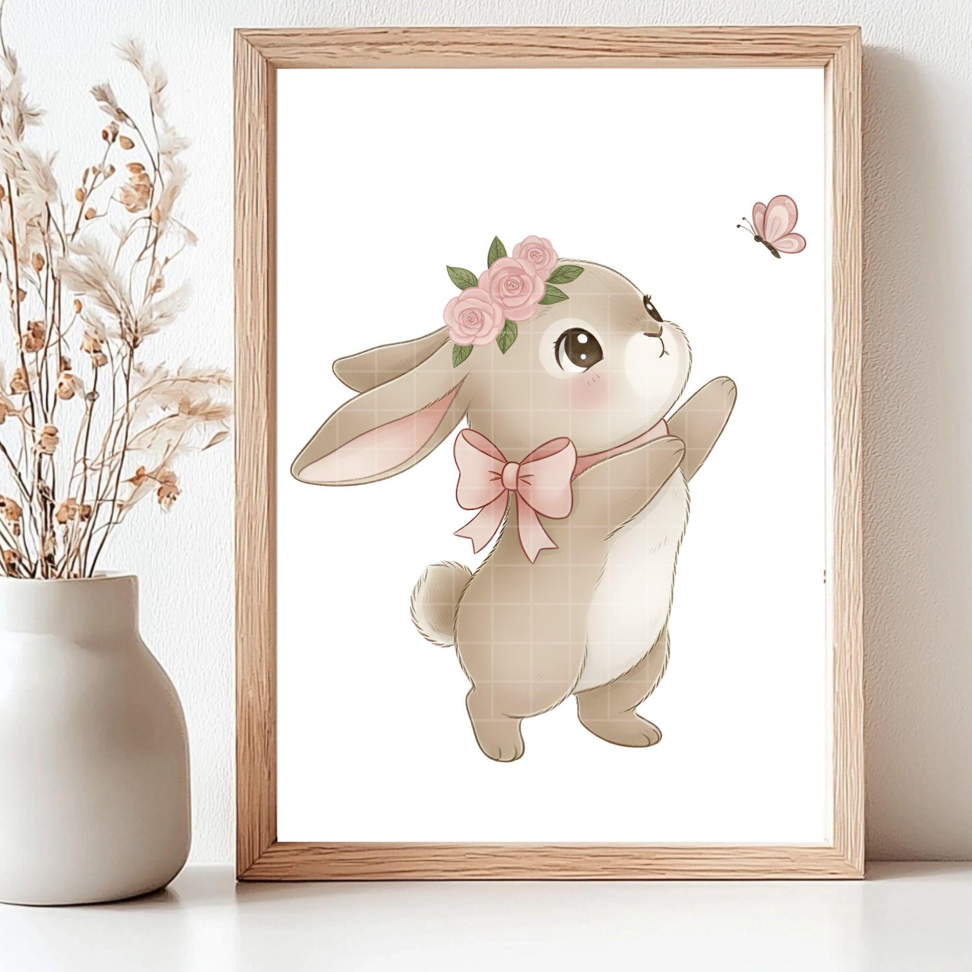 Cute Bunny Clipart Bundle, Watercolor Rabbit PNG Set, Baby Shower ...